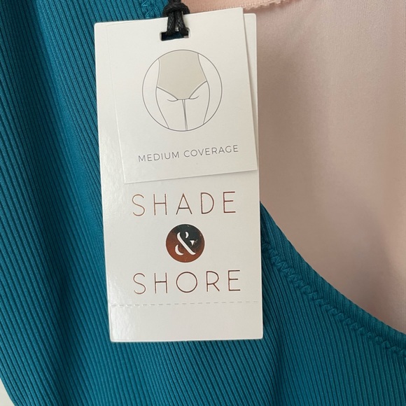 NWT Shade & Shore Medium Women's Ribbed Strappy Side One Piece Swimsuit - Picture 4 of 5